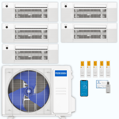MRCOOL DIY 5th Gen 5-Zone 42,000 BTU Ceiling Cassette Ductless Mini Split Air Conditioner & Heat Pump (6K+6K+6K+6K+18K), DIY5-BC-36HP