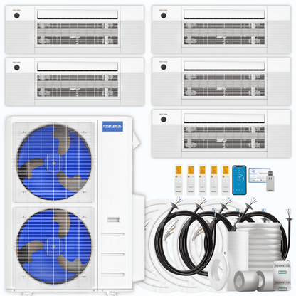 MRCOOL DIY 5th Gen 5-Zone 48,000 BTU Ceiling Cassette Ductless Mini Split Air Conditioner & Heat Pump with Pre-Charged Line Sets (6K+9K+9K+12K+12K), DIYM548HP