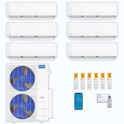 MRCOOL DIY 5th Gen 6-Zone 63,000 BTU Ductless Mini Split Air Conditioner & Heat Pump (6K+6K+6K+9K+18K+18K), DIY6-B-55HP