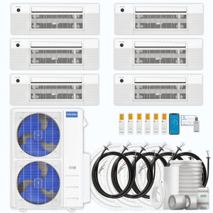 MRCOOL DIY 5th Gen 6-Zone 39,000 BTU Ceiling Cassette Ductless Mini Split Air Conditioner & Heat Pump with Pre-Charged Line Sets (6K+6K+6K+6K+6K+9K), DIYM648HP