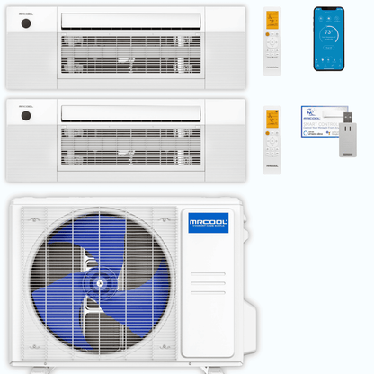 MRCOOL DIY 5th Gen 2-Zone 18,000 BTU Ceiling Cassette Ductless Mini Split Air Conditioner & Heat Pump (6K+12K), DIY2-BC-18HP