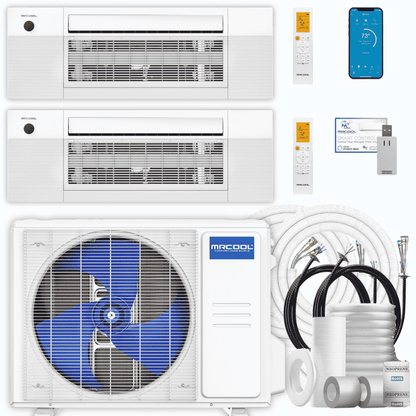 MRCOOL DIY 5th Gen 2-Zone 24,000 BTU Ceiling Cassette Ductless Mini Split Air Conditioner & Heat Pump with Pre-Charged Line Sets (6K+18K), DIYM236HP