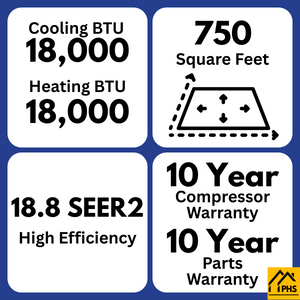 MRCOOL VersaPro® 2nd Gen 18K BTU 1.5 Ton 18.8 SEER2 Central Ducted Heat Pump Split System, MVP-18-HP-230A00-O