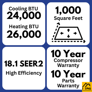 MRCOOL VersaPro® 2nd Gen 24K BTU 2 Ton 18.1 SEER2 Central Ducted Heat Pump Split System, MVP-24-HP-230A00-O