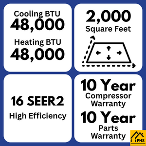 MRCOOL VersaPro® 2nd Gen 48K BTU 4 Ton 16 SEER2 Central Ducted Heat Pump Split System, MVP-48-HP-230A00-O