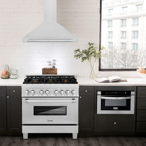 ZLINE 36" Convertible Satin Stainless Steel Wall Mount Range Hood with Stainless Steel Handle, KB4SNX-36