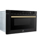 FORNO Espresso Capoliveri 24" 1.2 cu. ft. Built-In Microwave Drawer in Black with Antique Brass Handles, FMWDR3000-24BLK