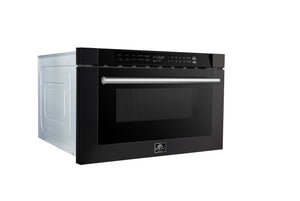 FORNO Espresso Capoliveri 24" 1.2 cu. ft. Built-In Microwave Drawer in Black with Stainless Steel Handles, FMWDR3000-24BLK