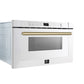 FORNO Espresso Capoliveri 24" 1.2 cu. ft. Built-In Microwave Drawer in White with Antique Brass Handles, FMWDR3000-24WHT