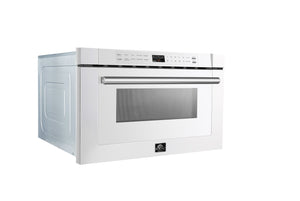 FORNO Espresso Capoliveri 24" 1.2 cu. ft. Built-In Microwave Drawer in White with Stainless Steel Handles, FMWDR3000-24WHT