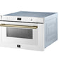 FORNO Espresso Capoliveri 24" 1.2 cu. ft. Built-In Microwave Drawer in White with Antique Brass Handles, FMWDR3000-24WHT