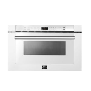 FORNO Espresso Capoliveri 24" 1.2 cu. ft. Built-In Microwave Drawer in White with Stainless Steel Handles, FMWDR3000-24WHT