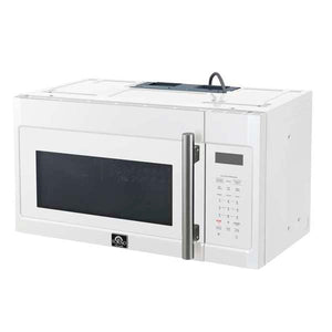 FORNO Fornace 30" 1.5 cu. ft. 300 CFM Over The Range Microwave in White with Stainless Steel Accents, FOTR3038-30WHT