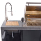 FORNO Rimini Outdoor Kitchen - 30" BBQ 62,600 BTU, 3 Burners with Sear & Rotisserie, 2.4 cu.ft. Beverage Center, Stainless Steel Sink, Black Cabinets & Gray Sintered Stone Countertops