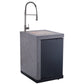 FORNO Rimini Outdoor Kitchen - 30" BBQ 62,600 BTU, 3 Burners with Sear & Rotisserie, 2.4 cu.ft. Beverage Center, Stainless Steel Sink, Black Cabinets & Gray Sintered Stone Countertops