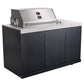 Forno Rimini Outdoor Kitchen - 30" BBQ, 62,600 BTU, 3 Burners with Sear & Rotisserie, 4.8 cu.ft. Beverage Center, Stainless Steel Double Sink, Black Cabinets & White Sintered Stone Countertops
