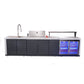 Forno Rimini Outdoor Kitchen - 30" BBQ, 62,600 BTU, 3 Burners with Sear & Rotisserie, 4.8 cu.ft. Beverage Center, Stainless Steel Double Sink, Black Cabinets & White Sintered Stone Countertops