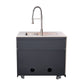 Forno Rimini Outdoor Kitchen - 30" BBQ, 62,600 BTU, 3 Burners with Sear & Rotisserie, 4.8 cu.ft. Beverage Center, Stainless Steel Double Sink, Black Cabinets & White Sintered Stone Countertops