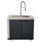Forno Rimini Outdoor Kitchen - 30" BBQ, 62,600 BTU, 3 Burners with Sear & Rotisserie, 4.8 cu.ft. Beverage Center, Stainless Steel Double Sink, Black Cabinets & White Sintered Stone Countertops