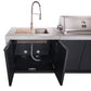 Forno Rimini Outdoor Kitchen - 30" BBQ, 62,600 BTU, 3 Burners with Sear & Rotisserie, 4.8 cu.ft. Beverage Center, Stainless Steel Double Sink, Black Cabinets & White Sintered Stone Countertops