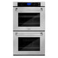 ZLINE Package - 30" Double Wall Oven, 36" Rangetop, Microwave In Satin Stainless Steel