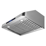 Cosmo 30" Ducted Under Cabinet Range Hood in Stainless Steel with Touch Display, LED Lighting and Permanent Filters