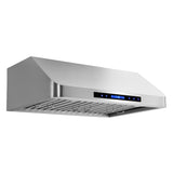 Cosmo 30" Ducted Under Cabinet Range Hood in Stainless Steel with Touch Display, LED Lighting and Permanent Filters