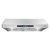 Cosmo 36" Ducted Under Cabinet Range Hood in Stainless Steel with Touch Display, LED Lighting and Permanent Filters