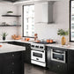 ZLINE Autograph 30" 4.0 cu. ft. Legacy Dual Fuel Range with 4 Burner Gas Cooktop and Electric Convection Oven in Satin Stainless Steel with White Matte Door and Matte Black Accents, RASZ-WM-30-MB
