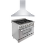 ZLINE Kitchen and Bath 36 in. Dual Fuel Range with Satin Stainless Steel Door & 36 in. Range Hood Appliance Package, 2KP-RASNRH36