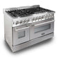 ZLINE 48 in. Dual Fuel Range with Satin Stainless Steel Door & 48 in. Range Hood, 2KP-RASNRH48