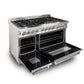 ZLINE 48 in. Dual Fuel Range with Satin Stainless Steel Door & 48 in. Range Hood, 2KP-RASNRH48