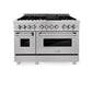 ZLINE 48 in. Dual Fuel Range with Satin Stainless Steel Door & 48 in. Range Hood, 2KP-RASNRH48
