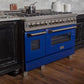 ZLINE Appliance Package - 48" Dual Fuel Range with Blue Gloss Door and Convertible Vent Range Hood in Satin Stainless Steel, 2KP-RASBGRH48