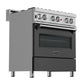 ZLINE 30 in. Dual Fuel Range in Satin Stainless Steel with Black Matte Door & 30 in. Range Hood Appliance Package, 2KP-RASBLMRH30