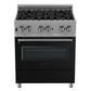 ZLINE 30 in. Dual Fuel Range in Satin Stainless Steel with Black Matte Door & 30 in. Range Hood Appliance Package, 2KP-RASBLMRH30