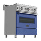 ZLINE 30" Dual Fuel Range in Satin Stainless Steel with Blue Matte Door & 30" Range Hood Appliance Package, 2KP-RASBMRH30