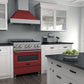 ZLINE 30" Dual Fuel Range in Satin Stainless Steel with Red Matte Door & 30" Range Hood Appliance Package, 2KP-RASRMRH30