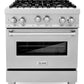 ZLINE 30 in. Dual Fuel Range and Range Hood Satin Stainless Steel Appliance Package, 2KP-RASSNRH30