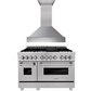 ZLINE Appliance Package - 48" Dual Fuel Range and Convertible Vent Range Hood in Satin Stainless Steel , 2KP-RASSNRH48