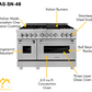 ZLINE 48" 6.0 cu. ft. Legacy Dual Fuel Range with 7 Burner Gas Cooktop and 2 Electric Ovens in Satin Stainless Steel, RAS-SN-48