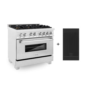 ZLINE 36" 4.6 cu. ft. Legacy Dual Fuel Range with Gas Cooktop and Electric Convection Oven in Satin Stainless Steel with 6 Brass Burners and Griddle, RAS-SN-BR-GR-36