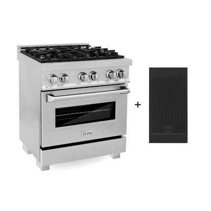 ZLINE 30" 4.0 cu. ft. Legacy Dual Fuel Range with 4 Burner Gas Cooktop and Electric Convection Oven in Satin Stainless Steel with Griddle, RAS-SN-GR-30