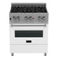 ZLINE Kitchen and Bath 30 in. Dual Fuel Range in Satin Stainless Steel with White Matte Door & 30 in. Range Hood Appliance Package, 2KP-RASWMRH30