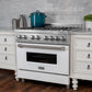 ZLINE 36" Dual Fuel Range in Satin Stainless Steel with White Matte Door & 36" Range Hood Appliance Package, 2KP-RASWMRH36
