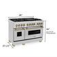 ZLINE Autograph 48" 6.0 cu. ft. Dual Fuel Range in Stainless Steel with Champagne Bronze Accents, RAZ-48-CB