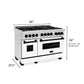 ZLINE Autograph 48" 6.0 cu. ft. Dual Fuel Range with White Matte Door and Black Matte Accents, RAZ-WM-48-MB