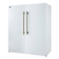 FORNO Maderno 60" 27.2 cu.ft. Convertible Refrigerator and Freezer with Grill Trim Kit in White with Antique Brass Handles, FFFFD1722-60SG-WHT