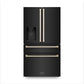ZLINE Autograph Package - 36" Dual Fuel Range, Range Hood, Refrigerator with Water & Ice Dispenser, Dishwasher in Black Stainless, Gold Accents
