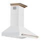FORNO Aria 60" 1200 CFM Convertible Wall Mount Range Hood with White Hood and Antique Brass Accents, FRHWM5095-60WHT